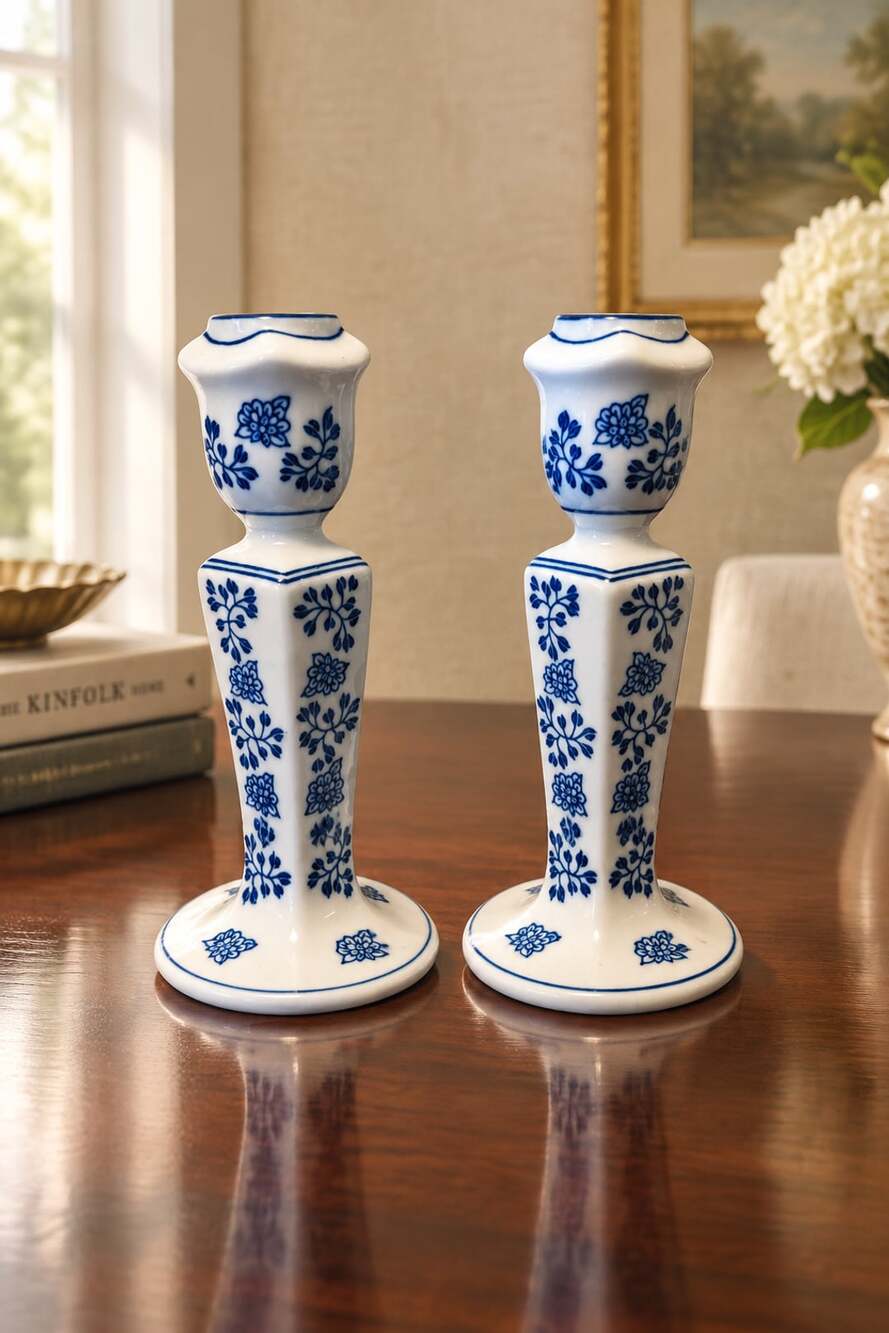 Pier 1 Imports Blue And White Porcelain Candlestick